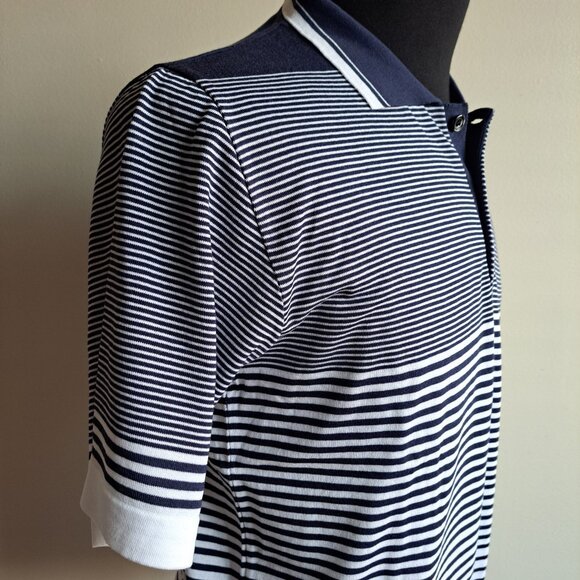 NEW Impulso Italian 100% Cotton Striped Blue Polo Shirt Size S - Picture 4 of 14